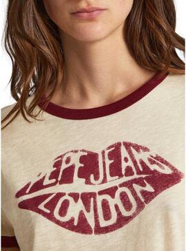 T-Shirt Pepe Jeans Cloudy Beige per Donna