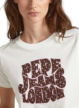 T-Shirt Pepe Jeans Claritza Bianco per Donna