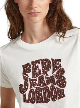 T-Shirt Pepe Jeans Claritza Bianco per Donna