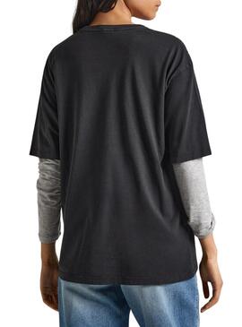 T-Shirt Pepe Jeans Cadenza Nero Cava Donna