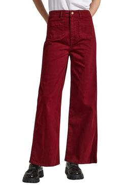 Pantalonies Pepe Jeans Lexa Crop Bordeaux per Donna