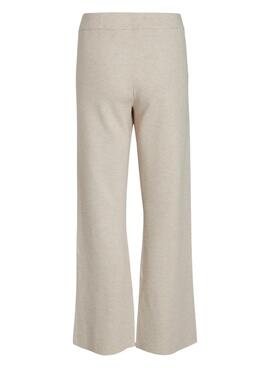 Pantaloni Vila Violivinja Beige per Donna