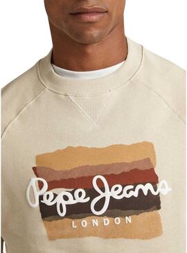 Felpa Pepe Jeans Mun Beige per Uomo