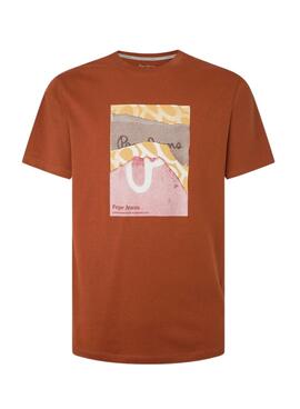 T-Shirt Pepe Jeans Kenelm Arancione per Uomo