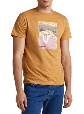 T-Shirt Pepe Jeans Kenelm Camel per Uomo