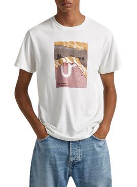 T-Shirt Pepe Jeans Kenelm Bianco per Uomo