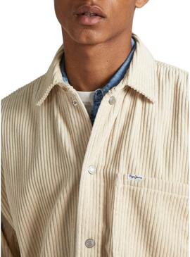 Camicia Pepe Jeans Velluto a coste Devon Beige per Uomo