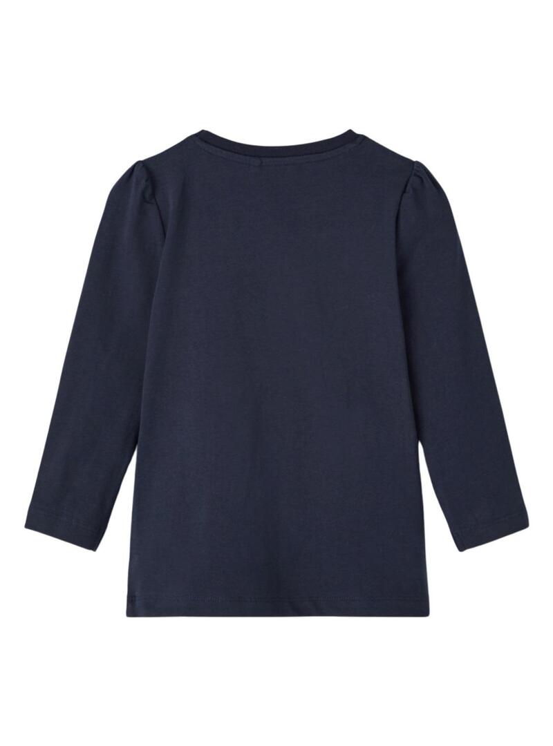 T-Shirt Name It Lovisa Blu Navy per Bambina