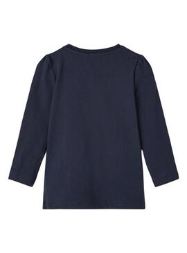 T-Shirt Name It Lovisa Blu Navy per Bambina