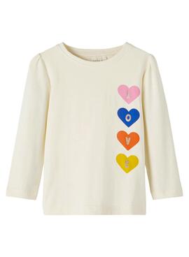 T-Shirt Name It Lovisa Bianco per Bambina