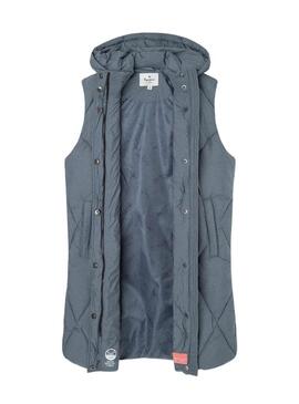 Gilet Pepe Jeans Suzette Guateado Grigio per Bambina