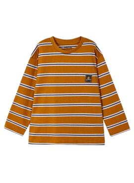 T-Shirt Mayoral Strisce Better Cotton Camel Bambino