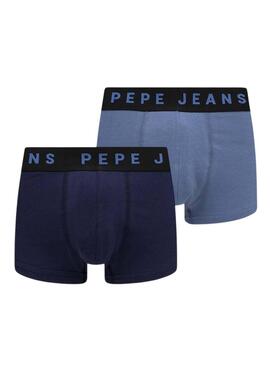 Pack 2 Boxer Pepe Jeans Solid Blu per Uomo