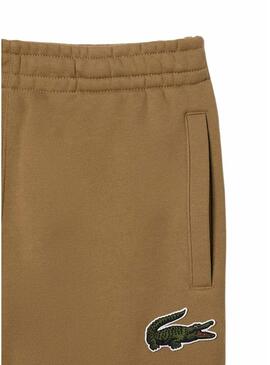 Pantaloni Tuta Sportiva Lacoste Logo Overtaglia Marrone