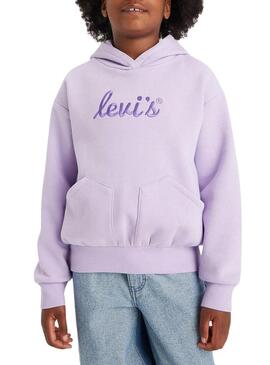 Felpa Levis Poster Logo Viola per Bambina