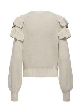 Pullover Only Rillo Volants Beige per Donna