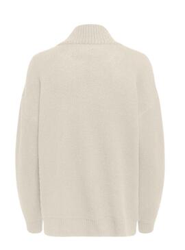 Pullover Only Viso Jaquard Beige per Donna