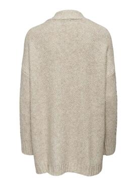 Giacca Only Accogliente Knitted Trenzado Beige per Donna