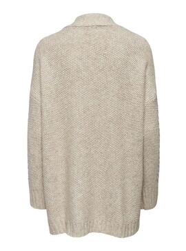 Giacca Only Accogliente Knitted Trenzado Beige per Donna