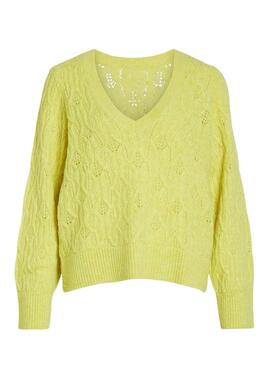 Pullover Vila Viokleo Scollo a V Giallo Donna