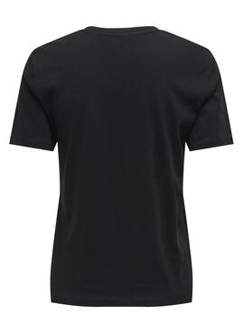 T-Shirt Only Betty Testo Flores Nero per Donna