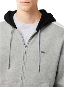 Felpa Lacoste Jogger Colore blocco Cappuccio Grigio