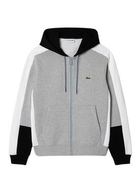 Felpa Lacoste Jogger Colore blocco Cappuccio Grigio