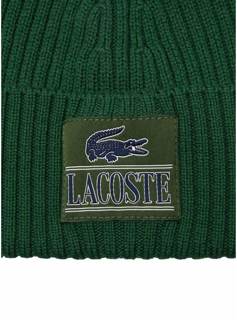 Cappello Lacoste Lana Con Parche Verde