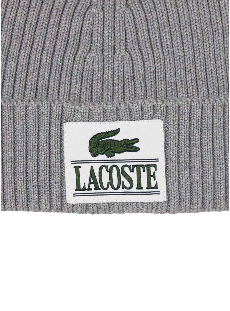 Cappello Lacoste Lana Con Parche Grigio 