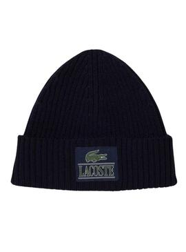 Cappello Lacoste Lana Con Patch Blu Navy