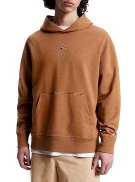 Felpa Tommy Jeans Signature Camel per Uomo