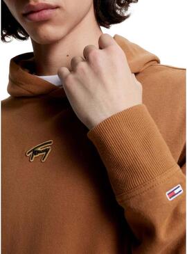 Felpa Tommy Jeans Signature Camel per Uomo