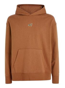 Felpa Tommy Jeans Signature Camel per Uomo