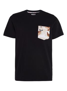 T-Shirt Tommy Jeans Mimetico Pocket Nero per Uomo