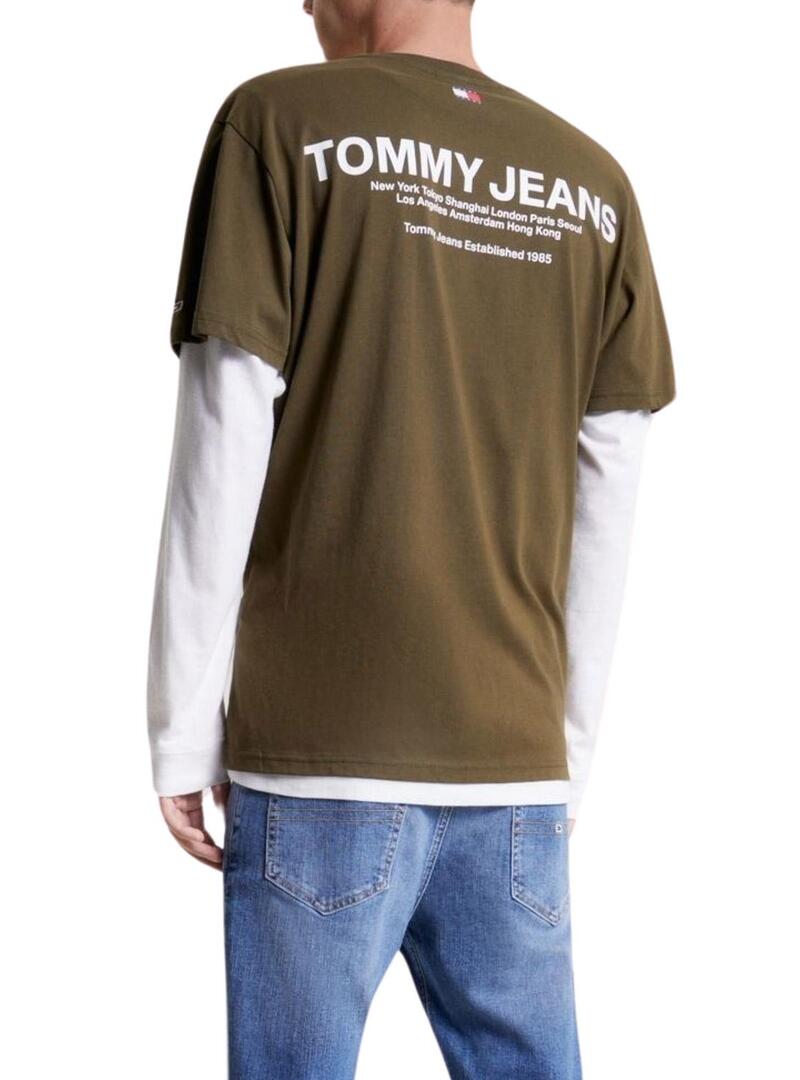 T-Shirt Tommy Jeans Linear Back Verde Uomo