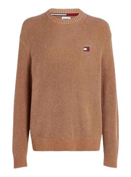 Pullover Tommy Jeans Tonal XS Badge Camel Uomo