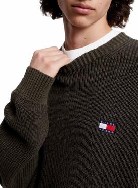 Pullover Tommy Jeans Tonal XS Badge Verde Uomo