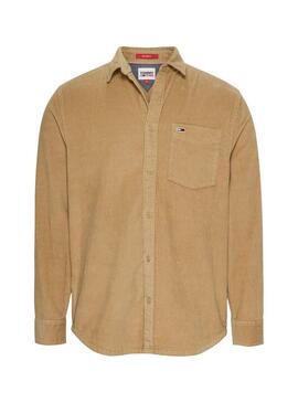 Camicia Tommy Jeans Corduroy Camel per Uomo