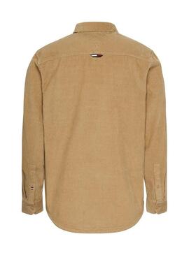 Camicia Tommy Jeans Corduroy Camel per Uomo