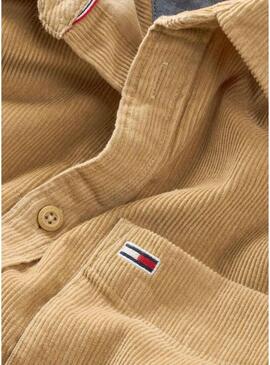 Camicia Tommy Jeans Corduroy Camel per Uomo