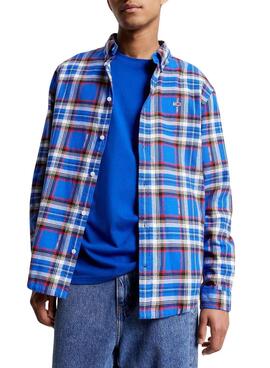 Camicia Tommy Jeans Relaxed Check Blu Uomo