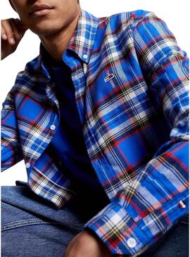 Camicia Tommy Jeans Relaxed Check Blu Uomo