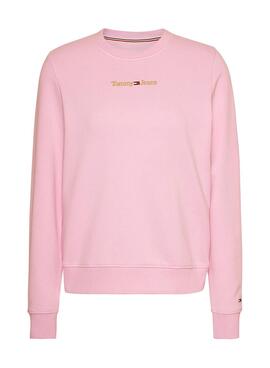 Felpa Tommy Jeans Gold Linear Rosa per Donna