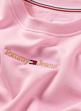 Felpa Tommy Jeans Gold Linear Rosa per Donna