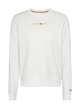 Felpa Tommy Jeans Gold Linear Bianco Donna