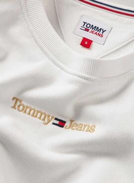 Felpa Tommy Jeans Gold Linear Bianco Donna