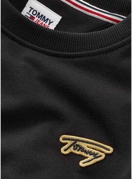 Felpa Tommy Jeans Signature Nero per Donna