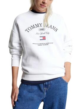 Felpa Tommy Jeans Luxe Atletico Bianco Donna