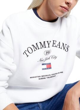 Felpa Tommy Jeans Luxe Atletico Bianco Donna