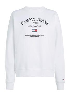 Felpa Tommy Jeans Luxe Atletico Bianco Donna